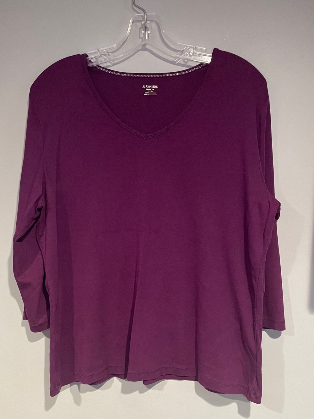 St. John's Bay Womens Plus V Neck 3/4 Sleeve T-Shirt Size XL